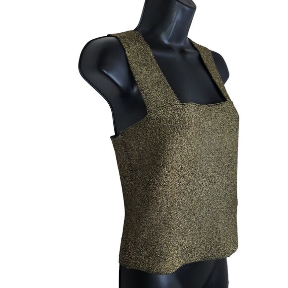 Gianni Bini Metallic Stretch Crop Top Size Medium - Picture 2 of 7